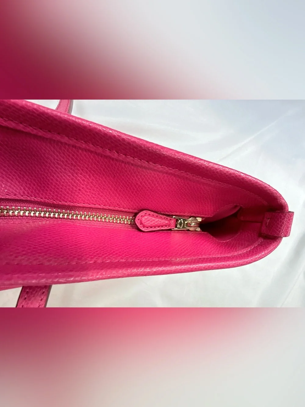 Coach Fuchsia Leather Tote with Gold Hardware